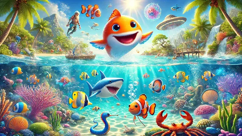 Arena bawah laut untuk permainan tembak ikan 77LUCKS