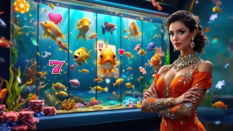 Reel slot dengan simbol bonus dan efek permainan